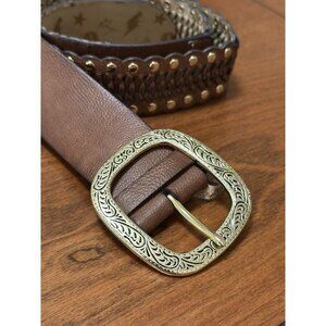 Betsy Johnson brown genuine leather croc wide belt size S/M Betsey Johnson | Accessories | Betsy Johnson Belt In Brown  main image 2